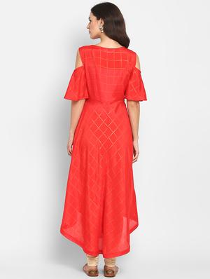 Cold shoulder asymmetric kurta - 15742829 - Standard Image - 3