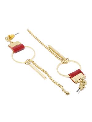 red metal drop earrings - 15743313 - Standard Image - 3