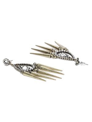 gold metal chandellier earrings - 15743349 - Standard Image - 3