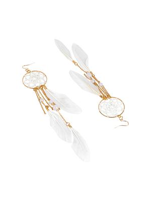 white metal drop earrings - 15743366 - Standard Image - 3