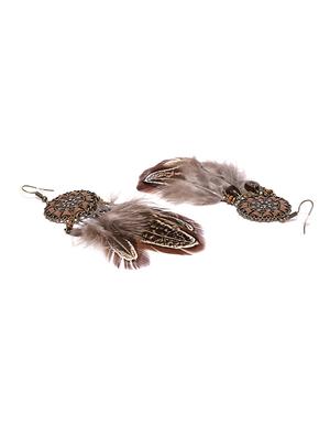 brown metal drop earring - 15743390 - Standard Image - 3