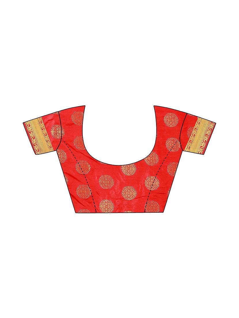 floral zari motif banarasi saree with blouse - 15743802 - Zoom Image - 3