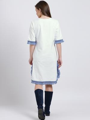frayed detail lace shift dress - 15747111 - Standard Image - 3
