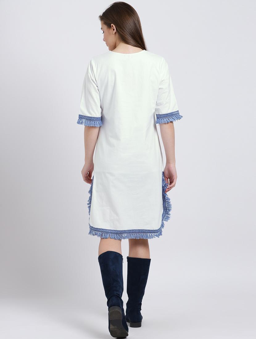 frayed detail lace shift dress - 15747111 - Zoom Image - 3