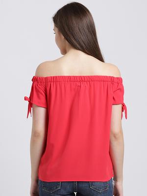 side tie up sleeved off shoulder top - 15747126 - Standard Image - 3