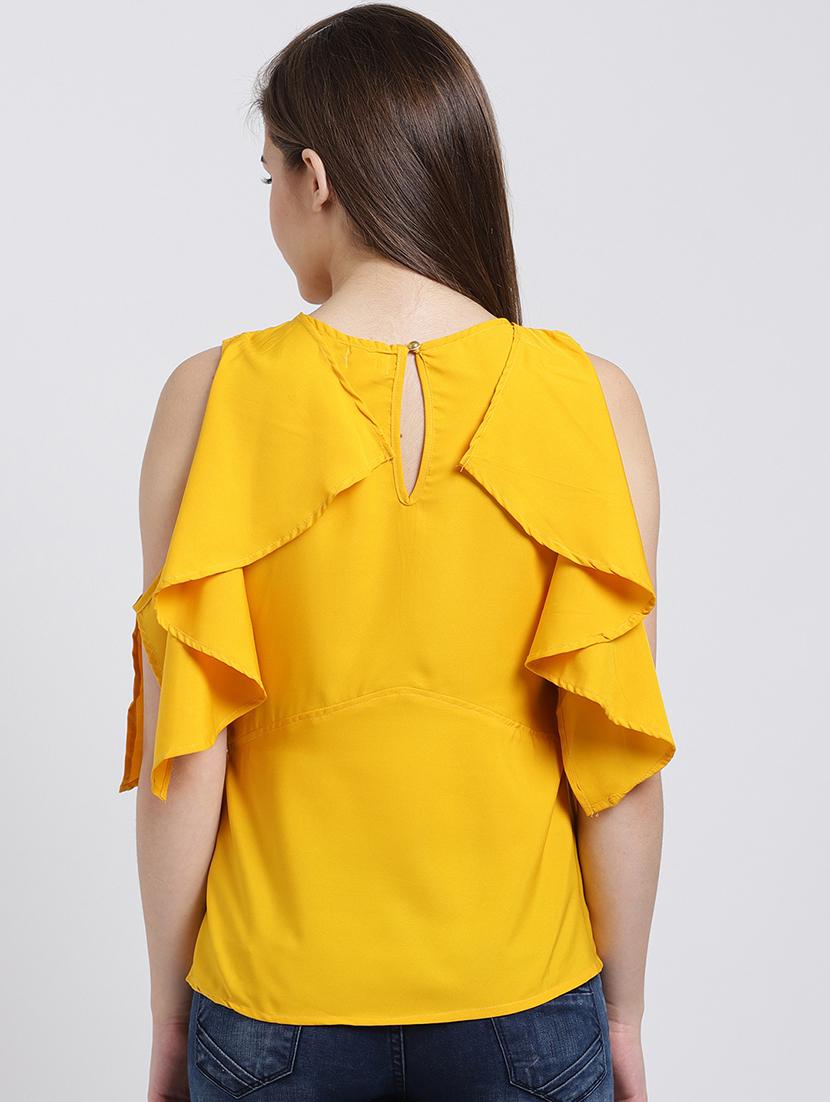 keyhole neck ruffled top - 15747127 - Zoom Image - 3