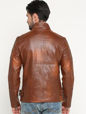brown leather biker jacket - 15747192 - Standard Image - 3