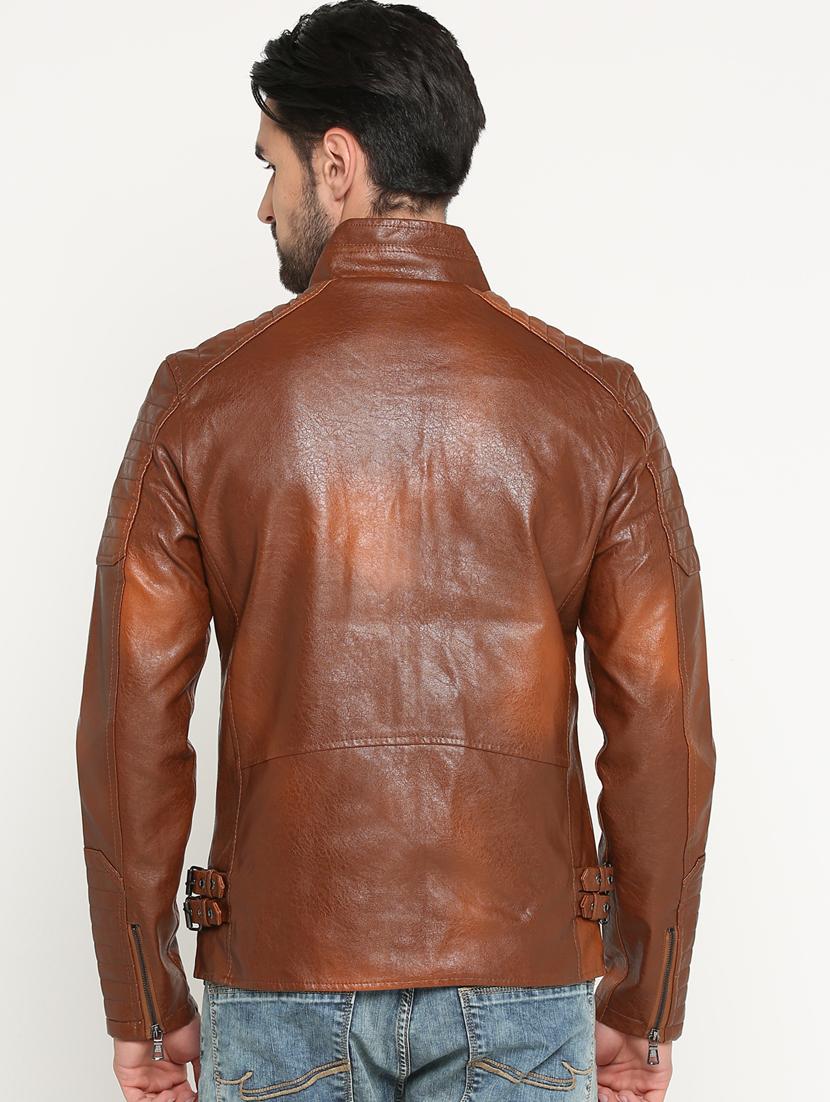 brown leather biker jacket - 15747192 - Zoom Image - 3