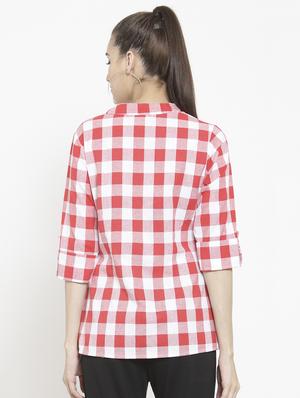 mandarin collar checkered shirt - 15747211 - Standard Image - 3