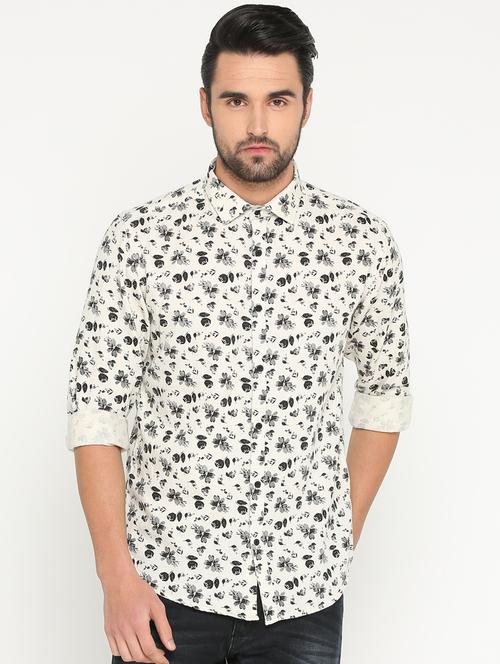 beige floral printed casual shirt - 15747355 - Standard Image - 1