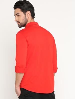 red cotton casual shirt - 15747361 - Standard Image - 3