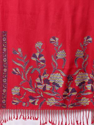 Self-design wool shawl with fringes - 15747975 - Standard Image - 3