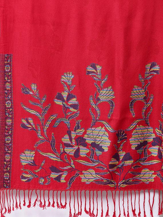 Self-design wool shawl with fringes - 15747975 - Zoom Image - 3