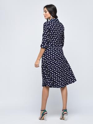 button detail butterfly print flared dress - 15748450 - Standard Image - 3