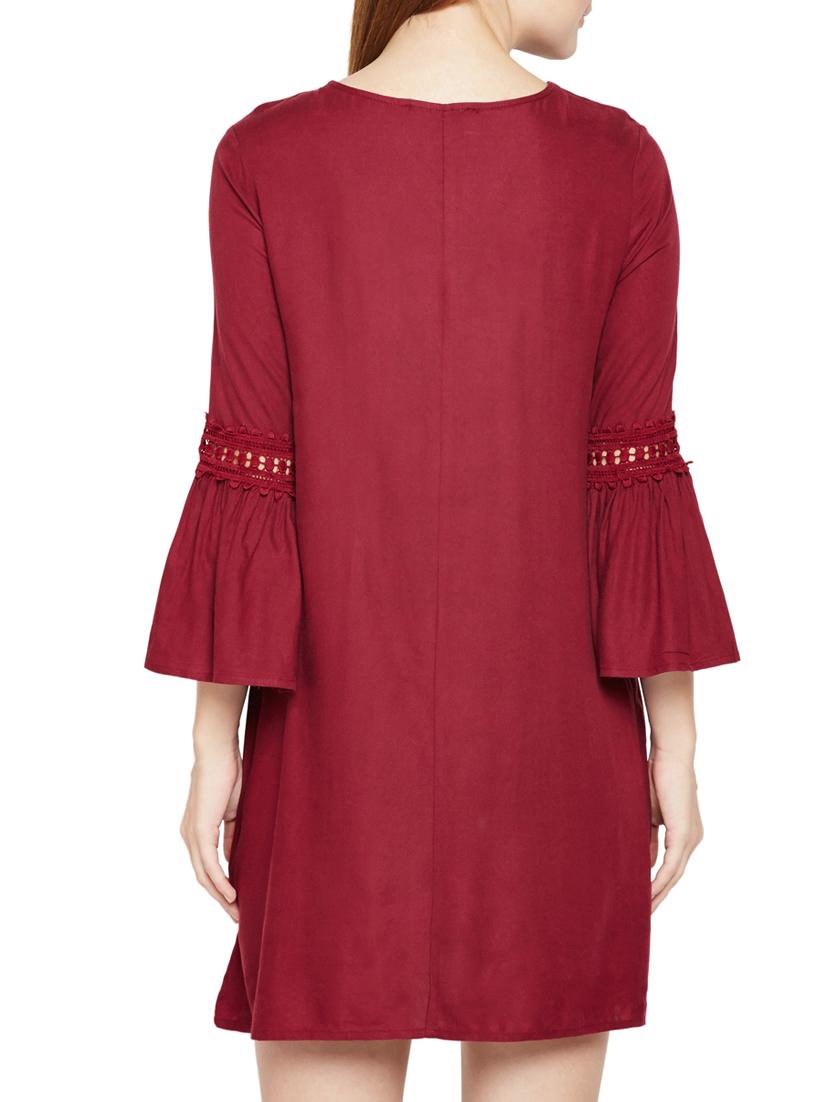 criss cross lace up bell sleeved dress - 15748732 - Zoom Image - 3