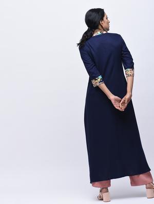 printed contrast cowl kurta - 15750628 - Standard Image - 3