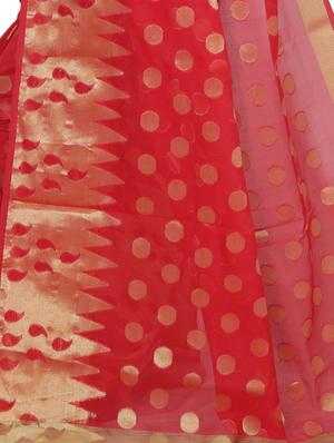 zari temple border chanderi saree with blouse - 15750996 - Standard Image - 3