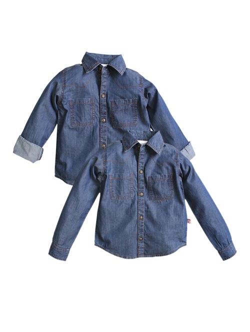 navy blue denim shirt - 15751996 - Standard Image - 1