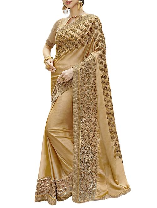 zari embroidered saree with blouse - 15754880 - Very Small Image - 1