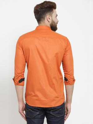 solid orange casual shirt - 15755125 - Standard Image - 3