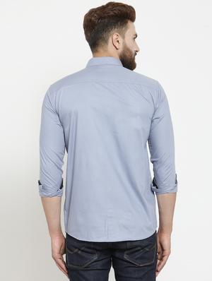 solid grey casual shirt - 15755126 - Standard Image - 3