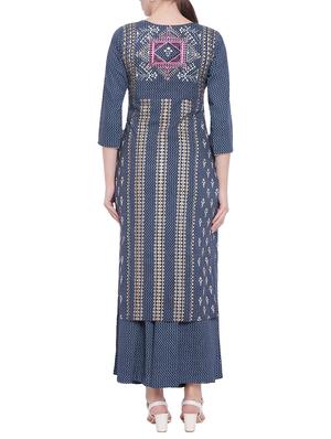 Printed kurta palazzo set - 15756492 - Standard Image - 3