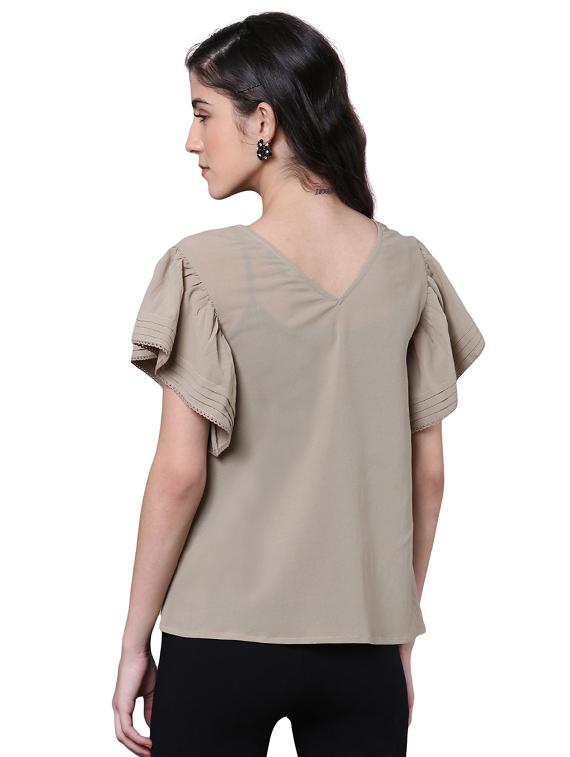pin-tucked sleeve embellished top - 15756908 - Zoom Image - 3