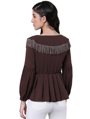 fringed lace pleated wrap top - 15756910 - Standard Image - 3
