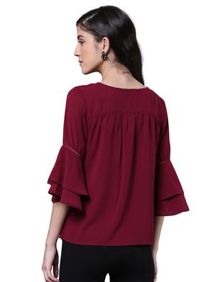 bell sleeved embellished lace insert top - 15756912 - Standard Image - 3
