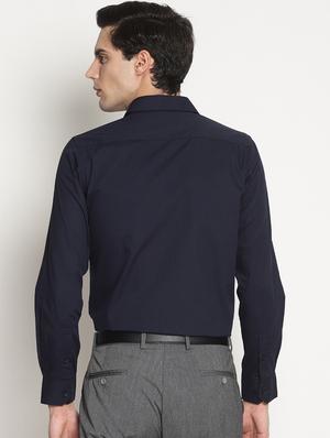 navy blue solid formal shirt - 15757297 - Standard Image - 3