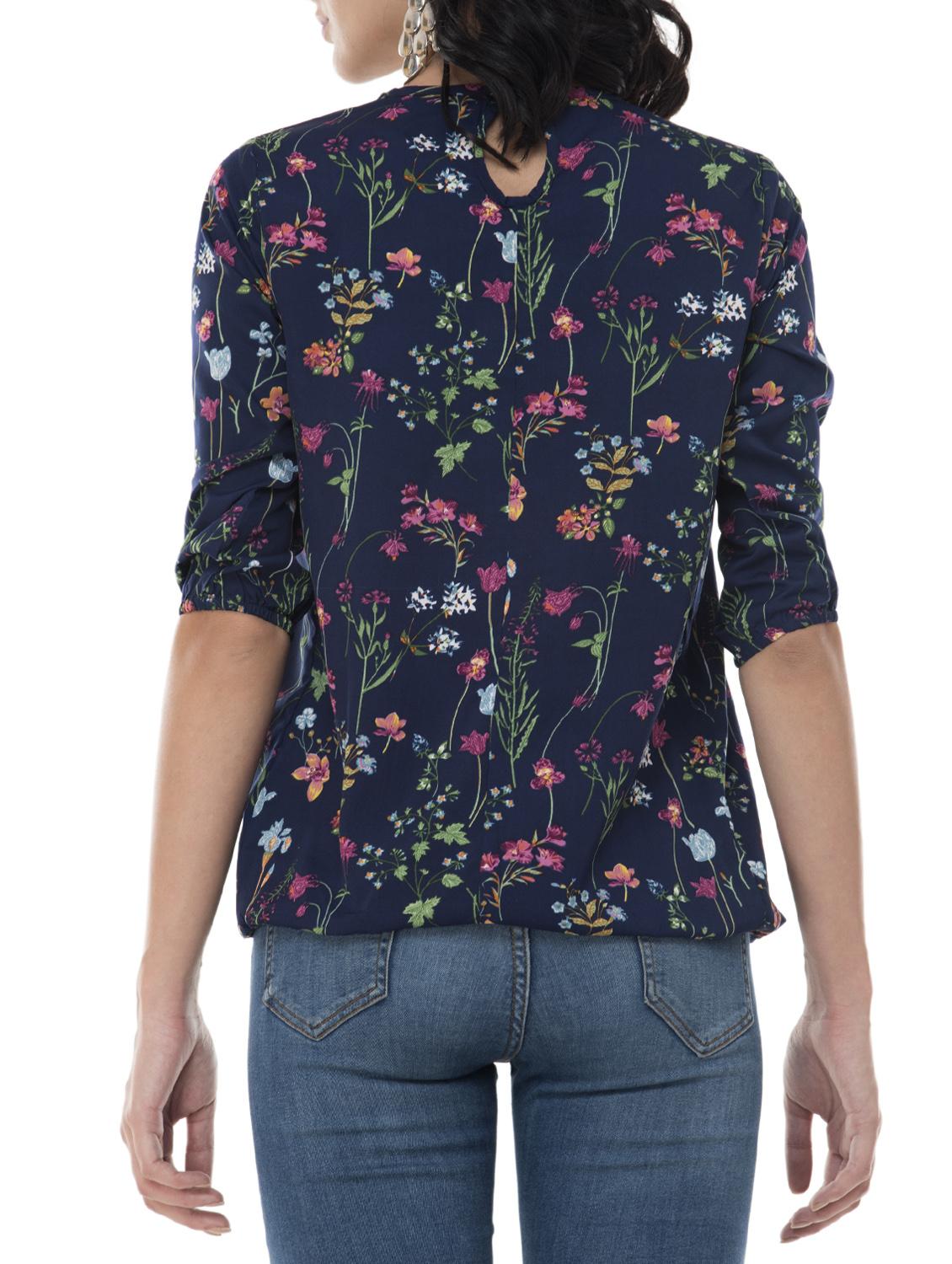 pleat detail floral blouson top - 15757408 - Zoom Image - 3