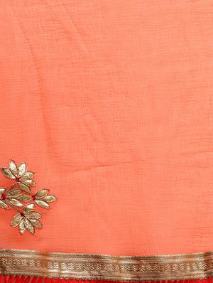 tassels border gota patti saree with blouse - 15757440 - Standard Image - 3