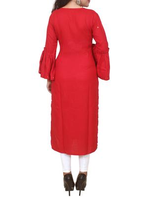 Bell sleeves straight kurta - 15759515 - Standard Image - 3