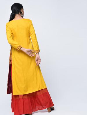 embroidered layered kurta - 15760021 - Standard Image - 3