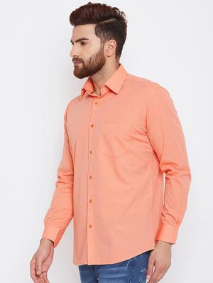 orange solid casual shirt - 15764782 - Standard Image - 3
