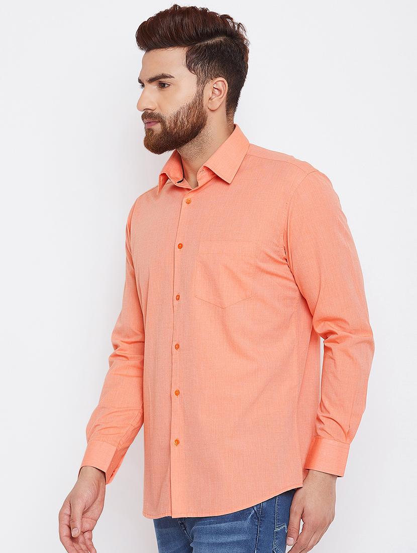orange solid casual shirt - 15764782 - Zoom Image - 3