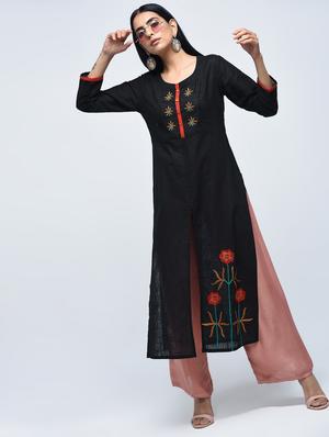 embroidered straight kurta - 15765049 - Standard Image - 3