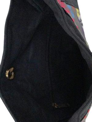 black cotton polyester blend messenger sling bag - 15765236 - Standard Image - 3