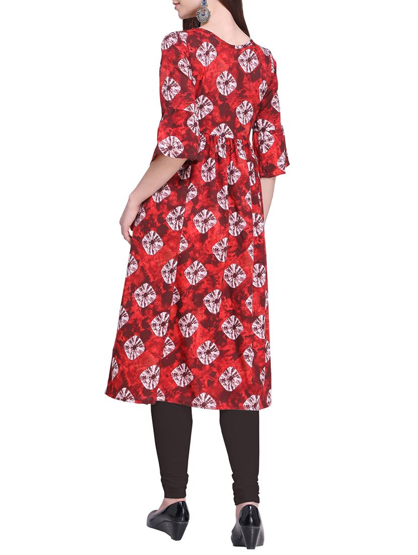 Bandhani Printed flared kurta - 15765899 - Zoom Image - 3