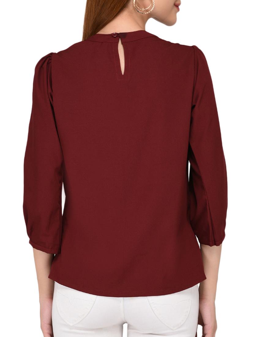 ruffle trim pleat detail top - 15766873 - Zoom Image - 3