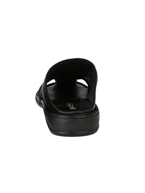black leatherette slip on sandals - 15768542 - Standard Image - 3