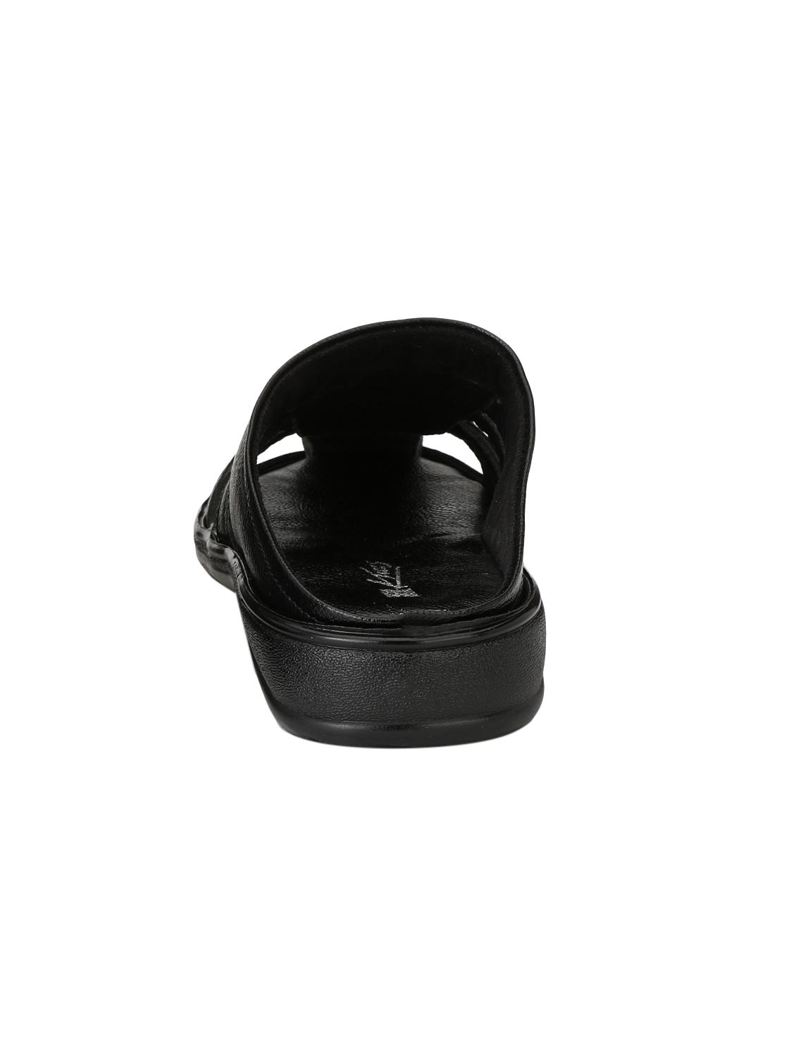 black leatherette slip on sandals - 15768542 - Zoom Image - 3