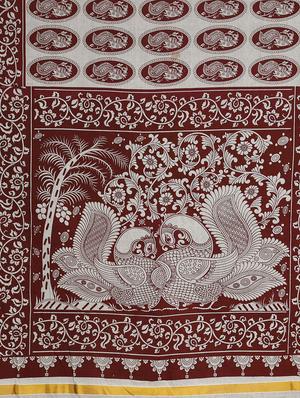 conversational printed saree with blouse - 15770062 - Standard Image - 3