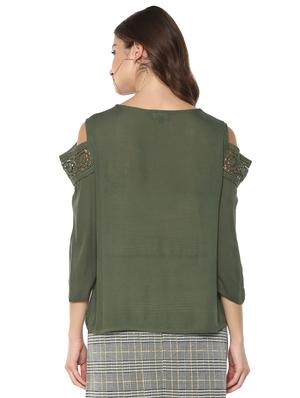lace insert cold shoulder top - 15770399 - Standard Image - 3
