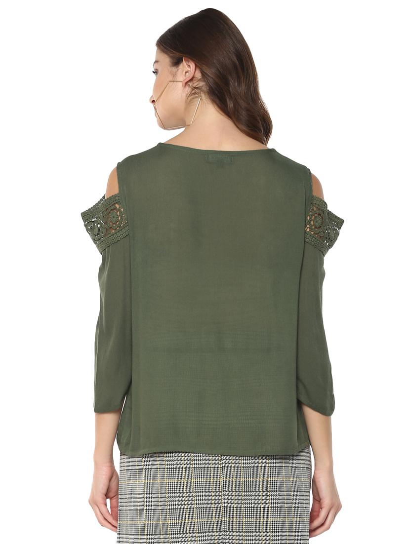 lace insert cold shoulder top - 15770399 - Zoom Image - 3