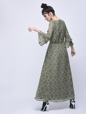 layered bell sleeved maxi dress - 15770565 - Standard Image - 3
