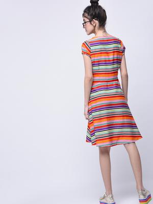 surplice striped a-line dress - 15770584 - Standard Image - 3