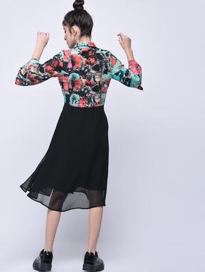 placket detail abstract a-line dress - 15770590 - Standard Image - 3