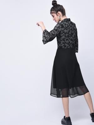 placket detail scroll pattern a-line dress - 15770593 - Standard Image - 3