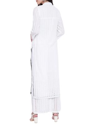 chikankari work kurta with palazzo set - 15770775 - Standard Image - 3